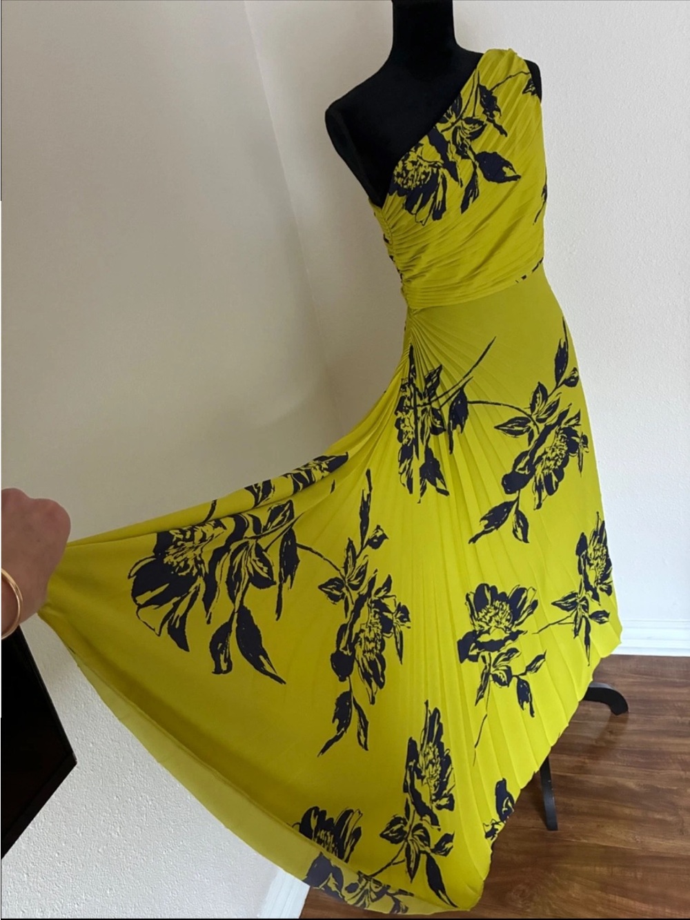 Nicole Miller Womens 6 Flower Pattern Pleated One Shoulder Party Cocktail Dress - Picture 13 of 16